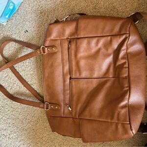 Classic diaper bag Tote Bag in Brown Faux Leather